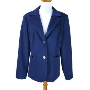 VTG 90s JG Hook Women's 12 Jacket Blazer Wool Cashmere Navy Blue Nautical EUC